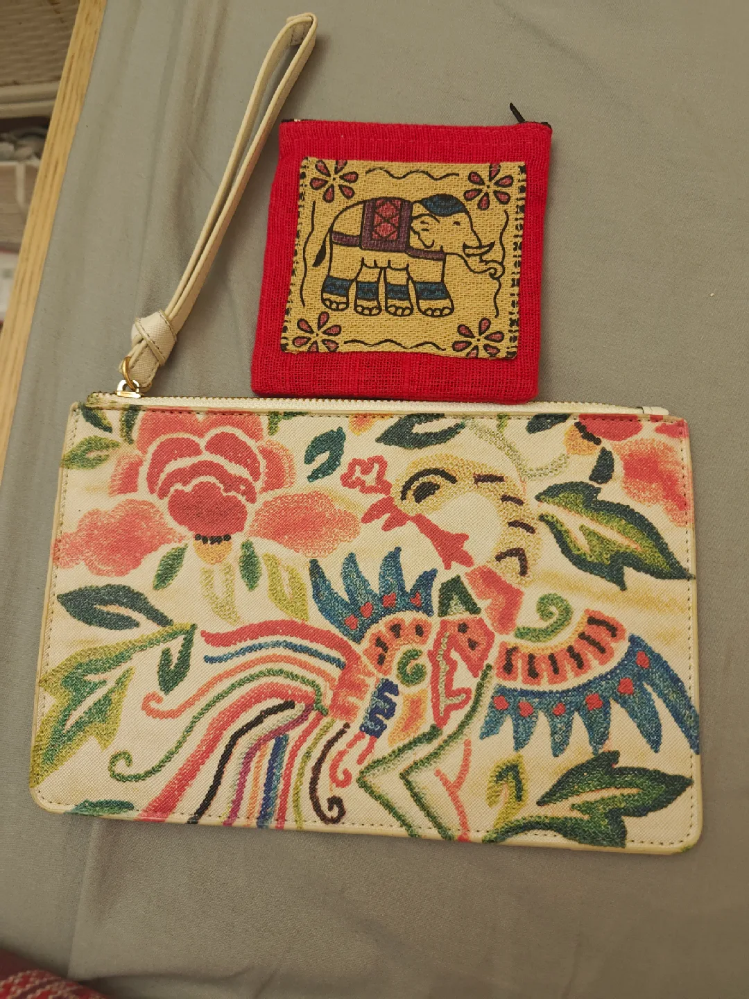 Floral Clutch with Small Elephant Coin Purse