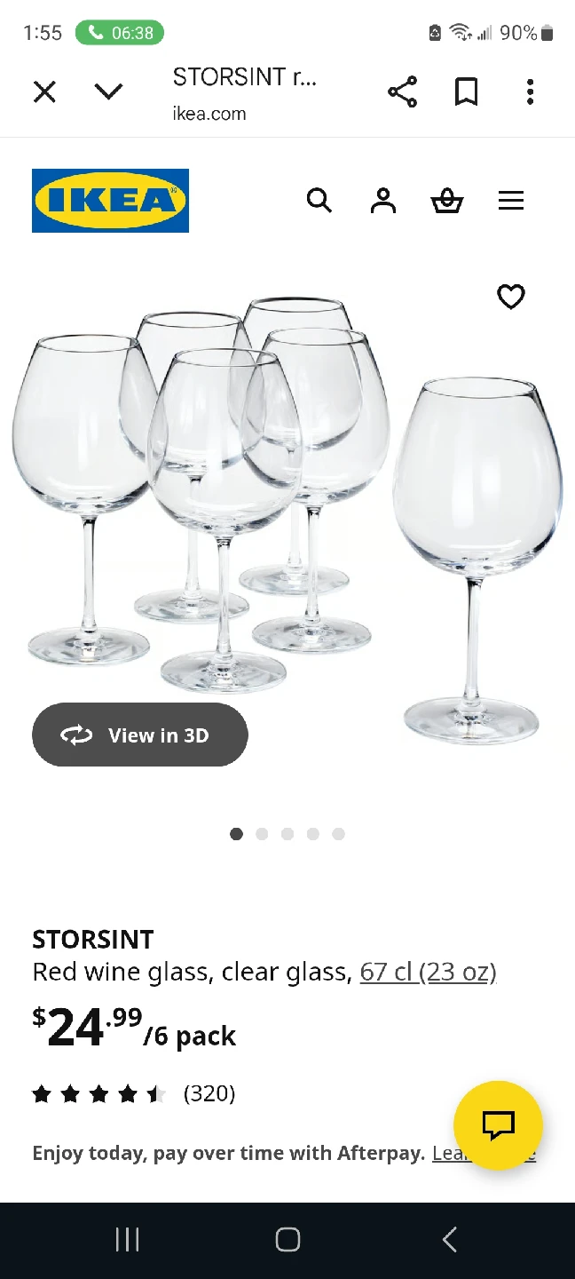 Set of 6 Ikea Red Wine Glasses