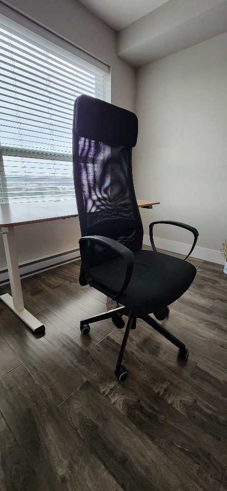 Black Ergonomic Office Chair & Adjustable Desk