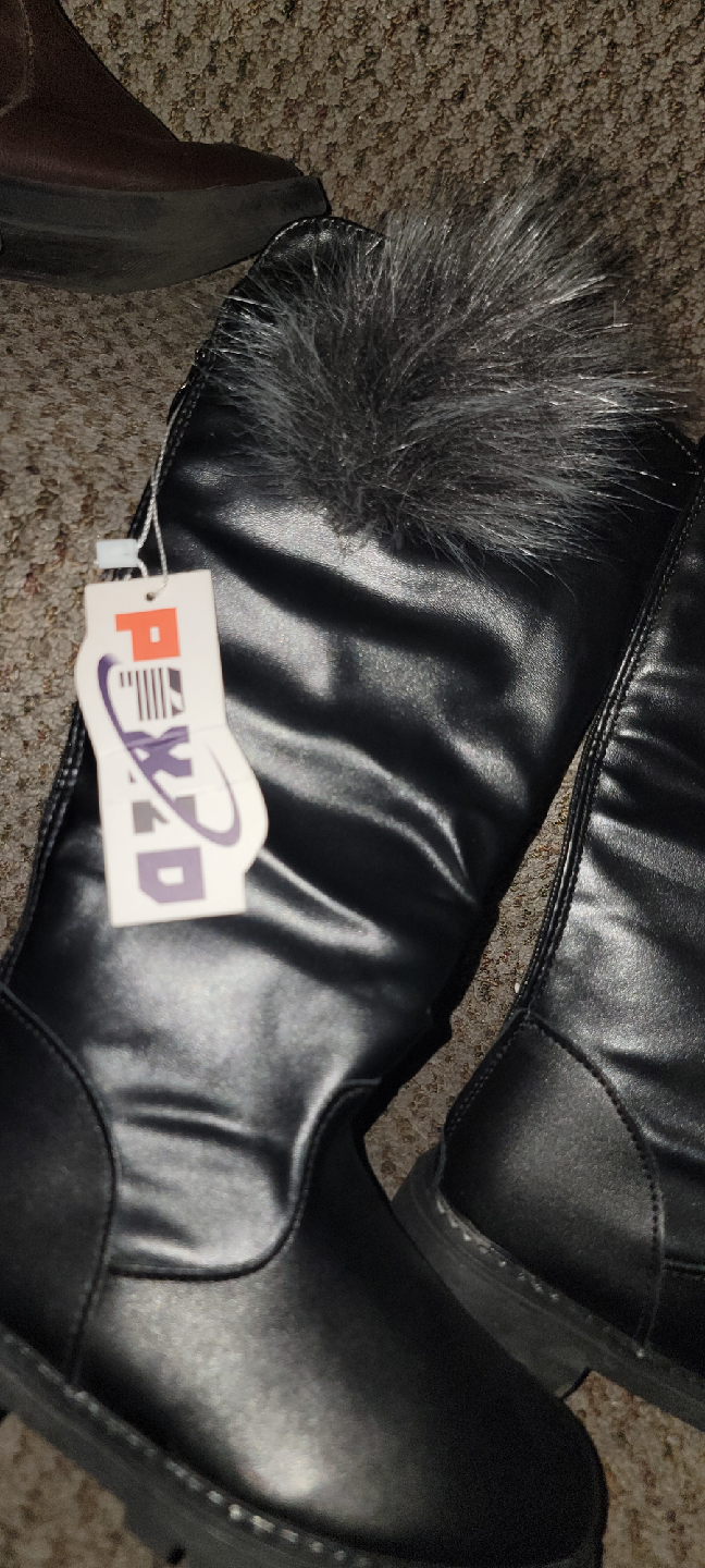 P&D Black Faux Leather Boots, Size 9 - photo 3