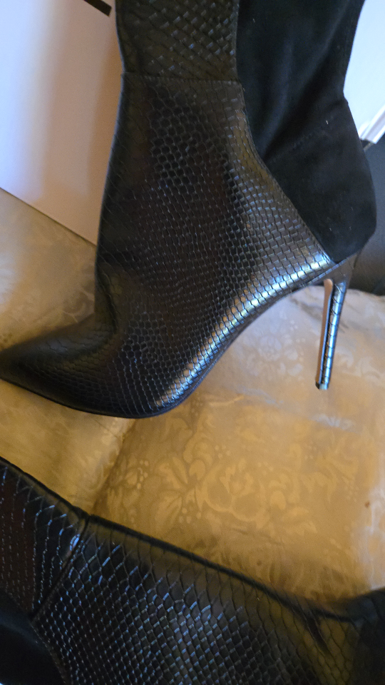Aldo Black Snakeskin Heeled Boots