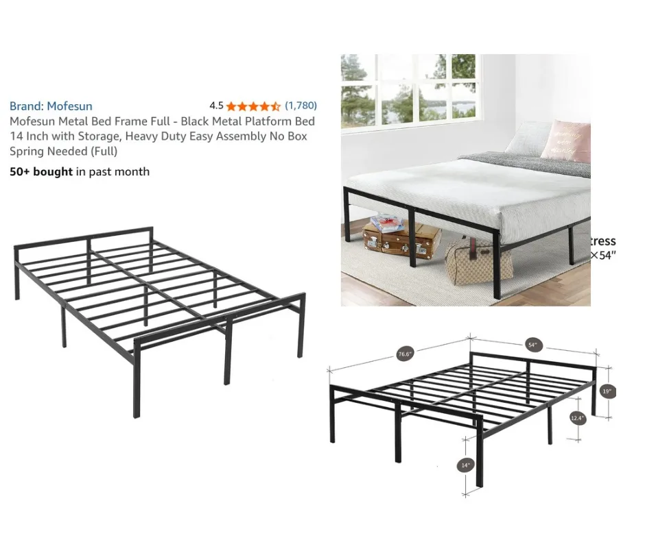 Mofesun Metal Bed Frame Full - Black
