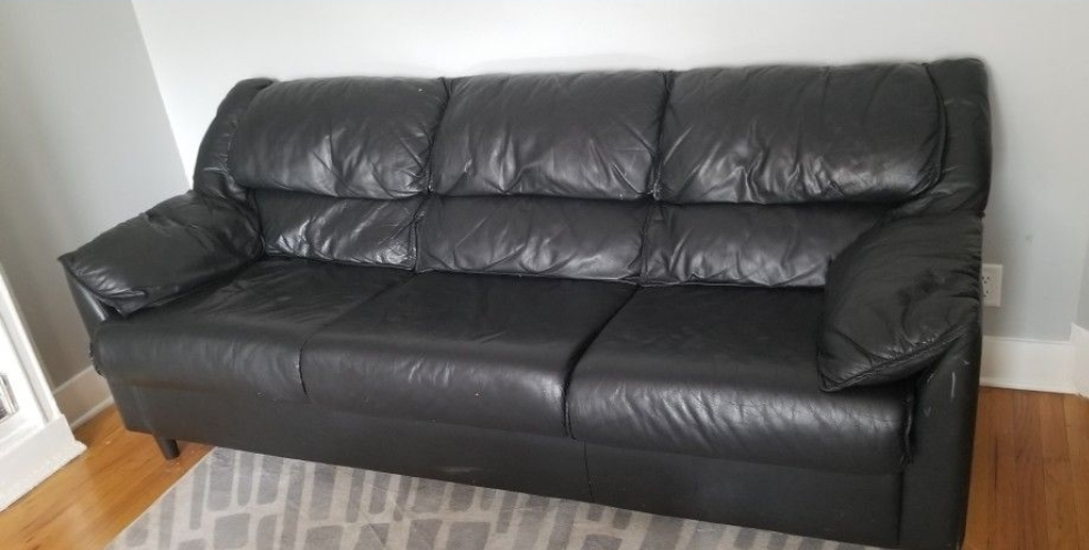 Black Faux Leather Sofa