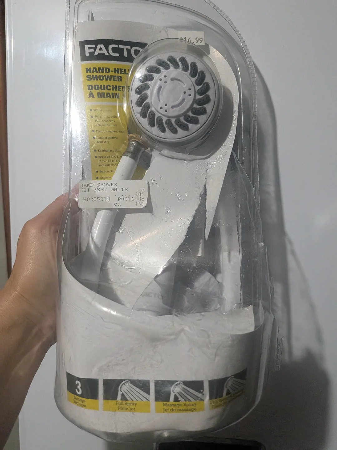 New Facto Hand-Held Shower Kit - 3 Spray Settings thumbnail