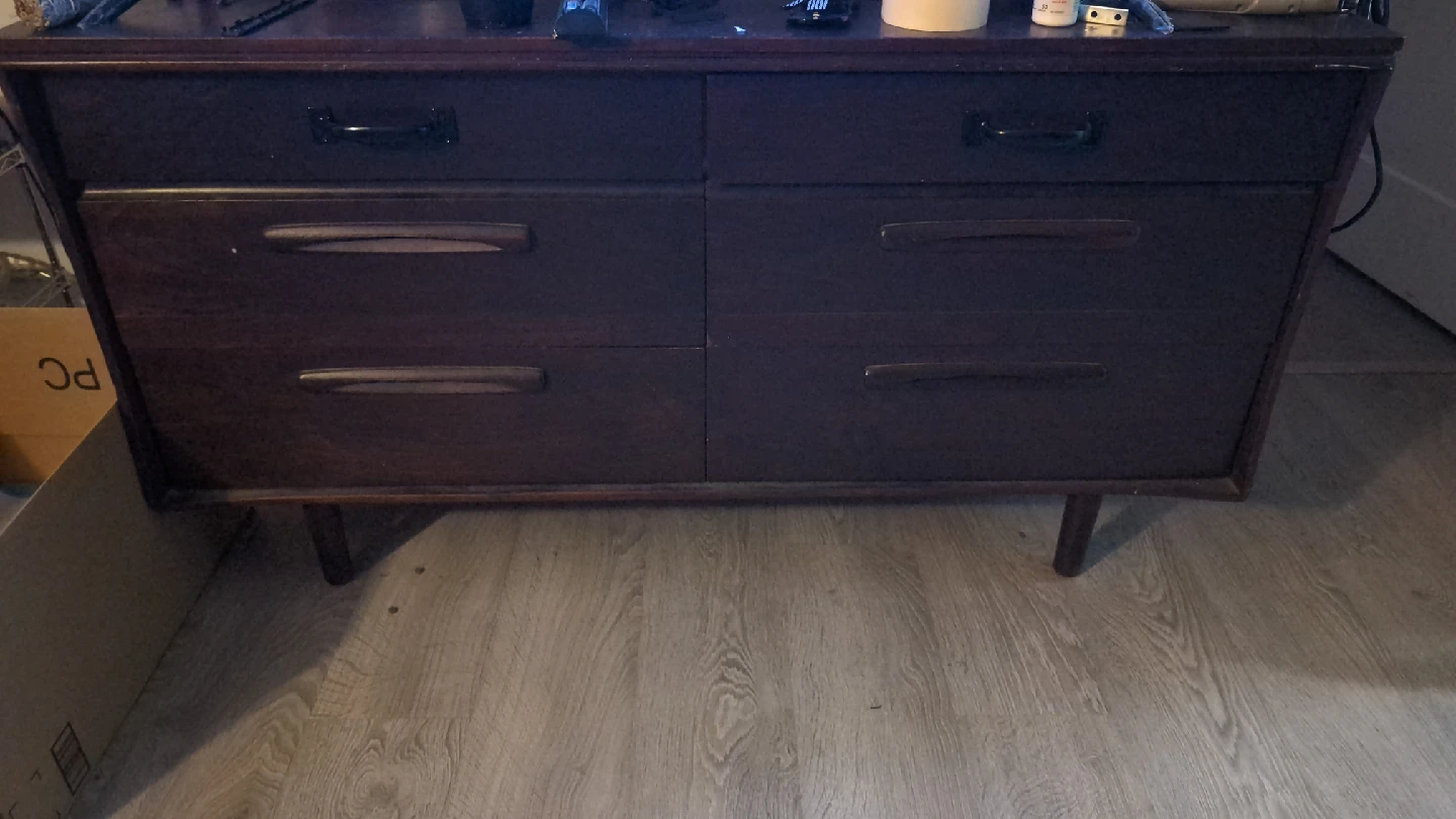 Dark Wood tiki Dresser with 6 Drawers