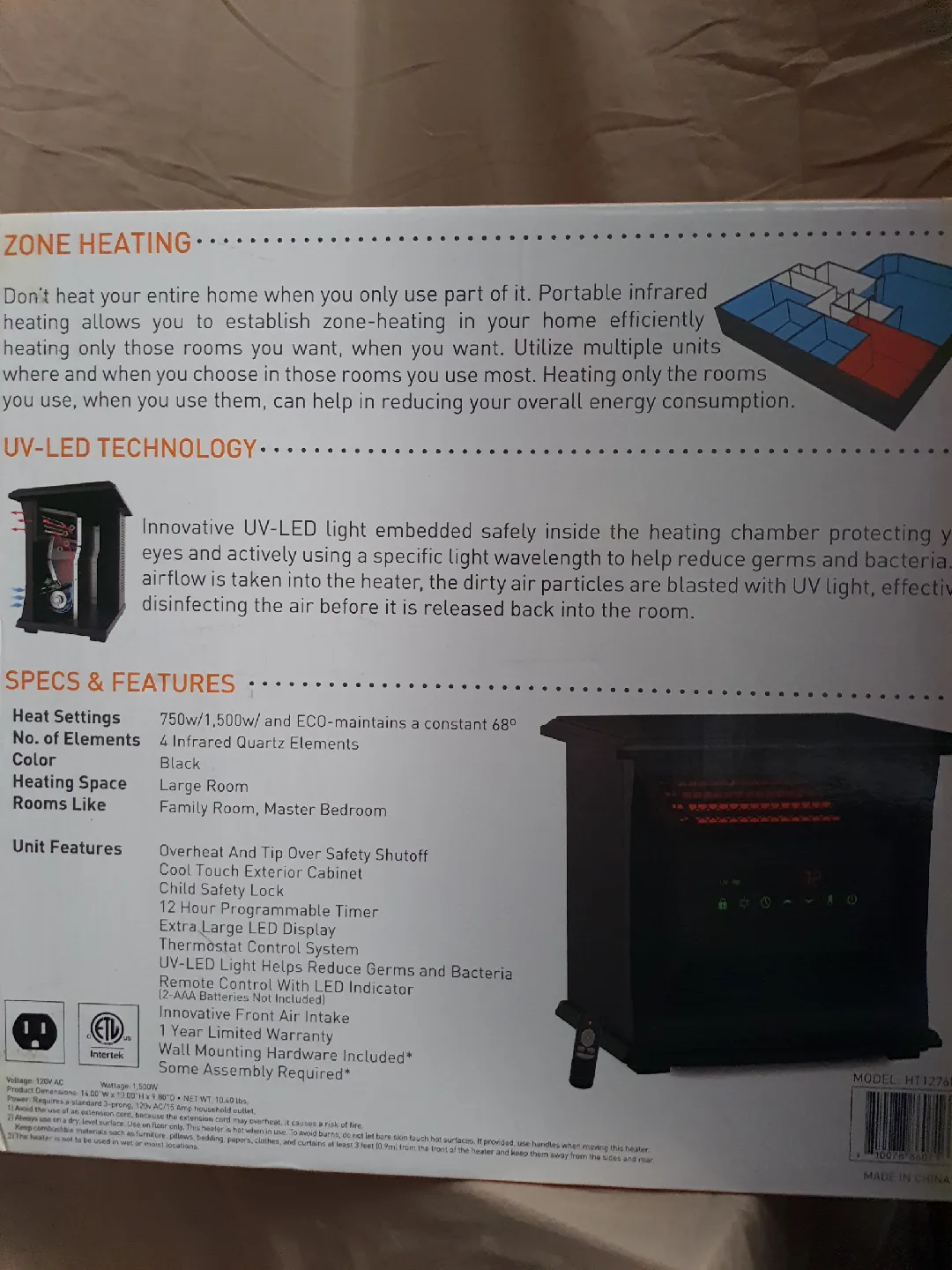 Lifesmart Infrared Space Heater with UV-LED Light image indicator(3)