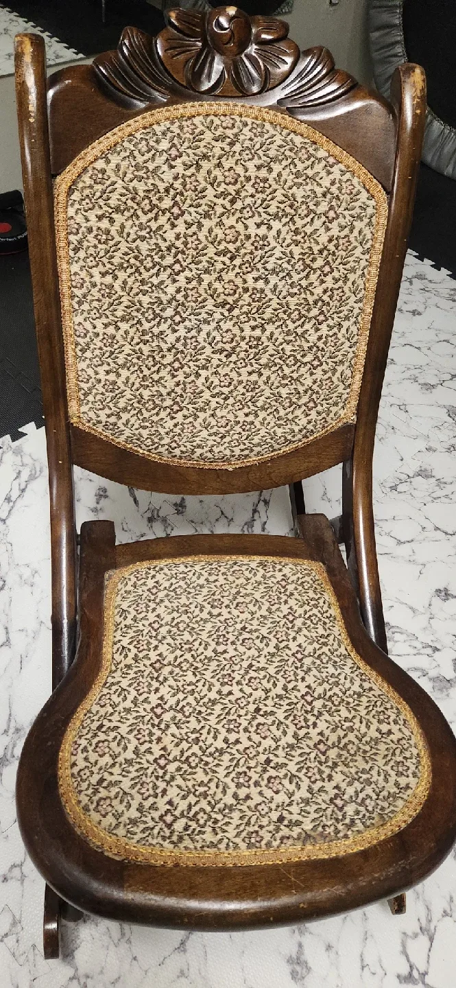 Antique Floral Upholstered Rocking Chair image indicator(2)