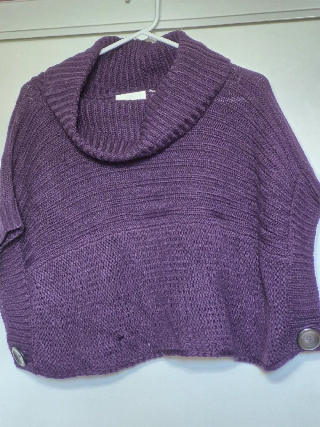 Purple Knit Cowl Neck Sweater thumbnail