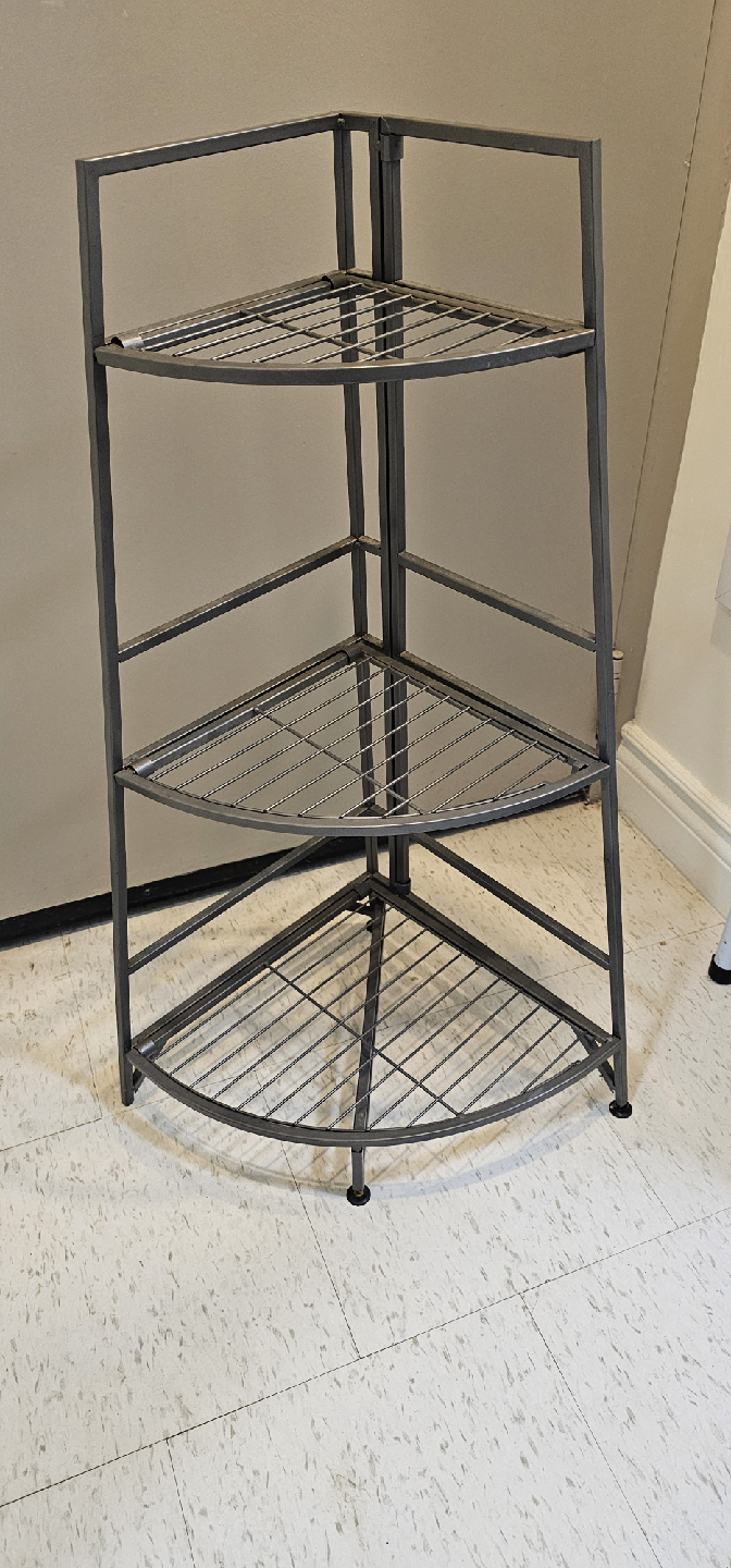 Foldable Metal Corner Shelf Unit - Grey - photo 2