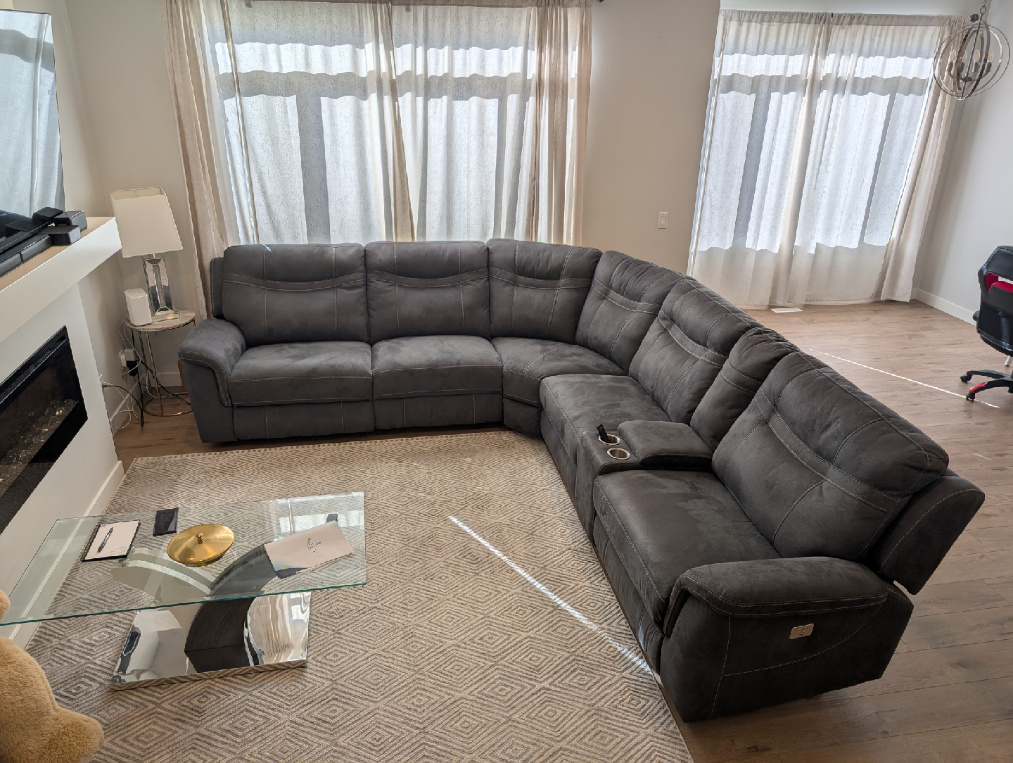 Grey Sectional Sofa with Reclining Seats - photo 2