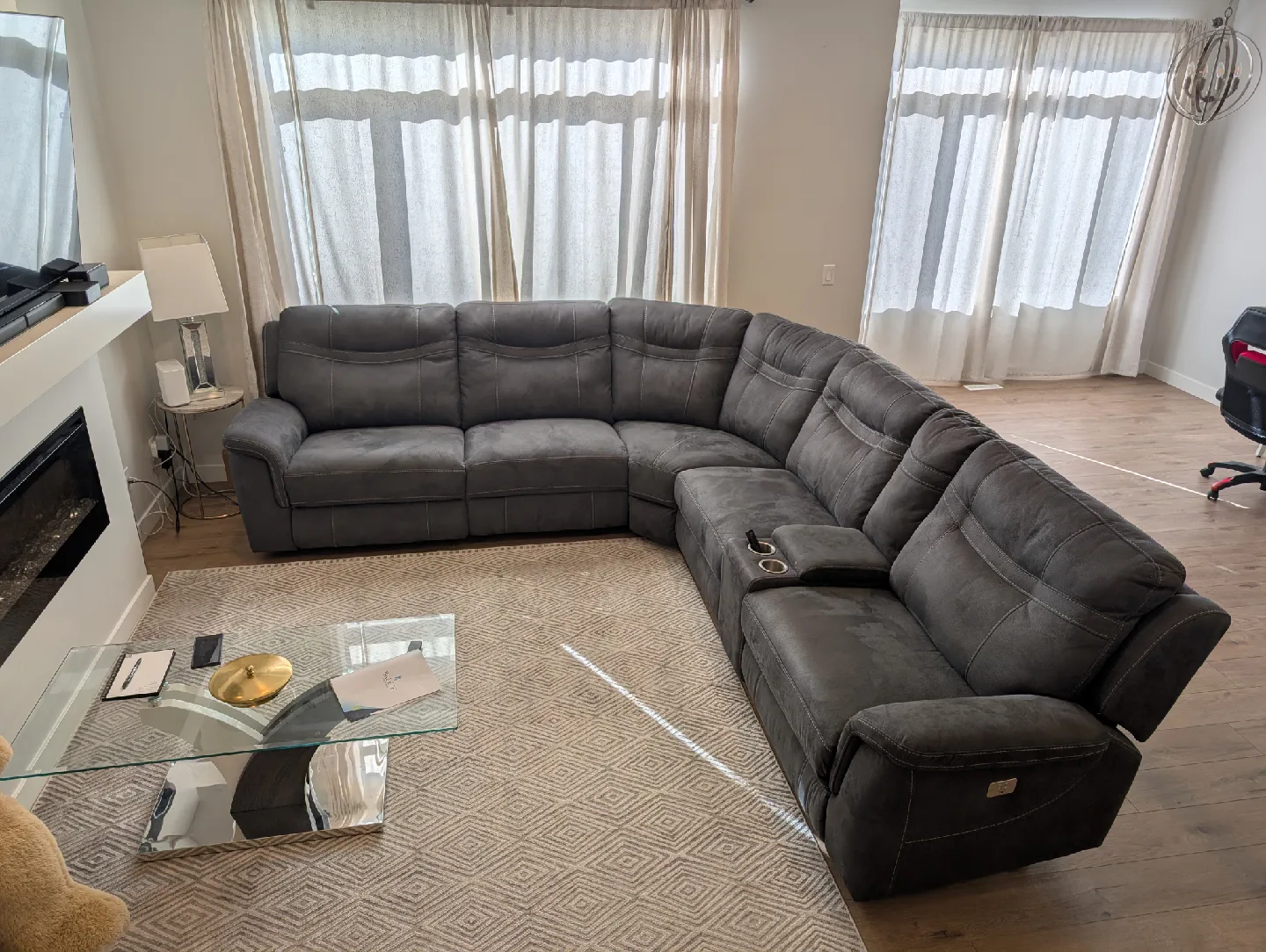 Grey Sectional Sofa with Reclining Seats image indicator(2)