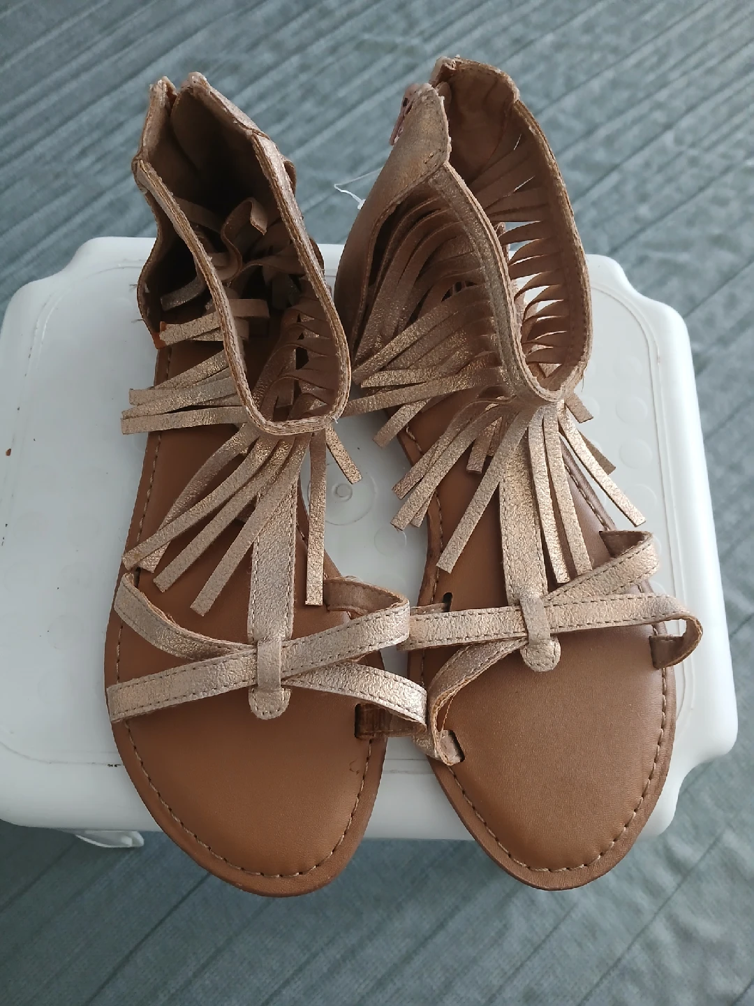 Fringe Gladiator Sandals - Size 4