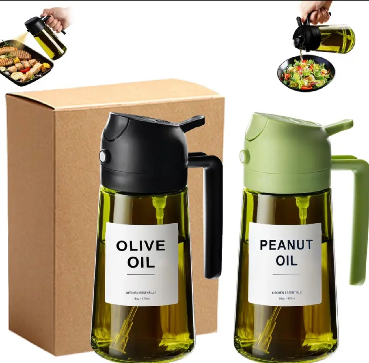 Olive & Peanut Oil Dispenser Set - 473ml