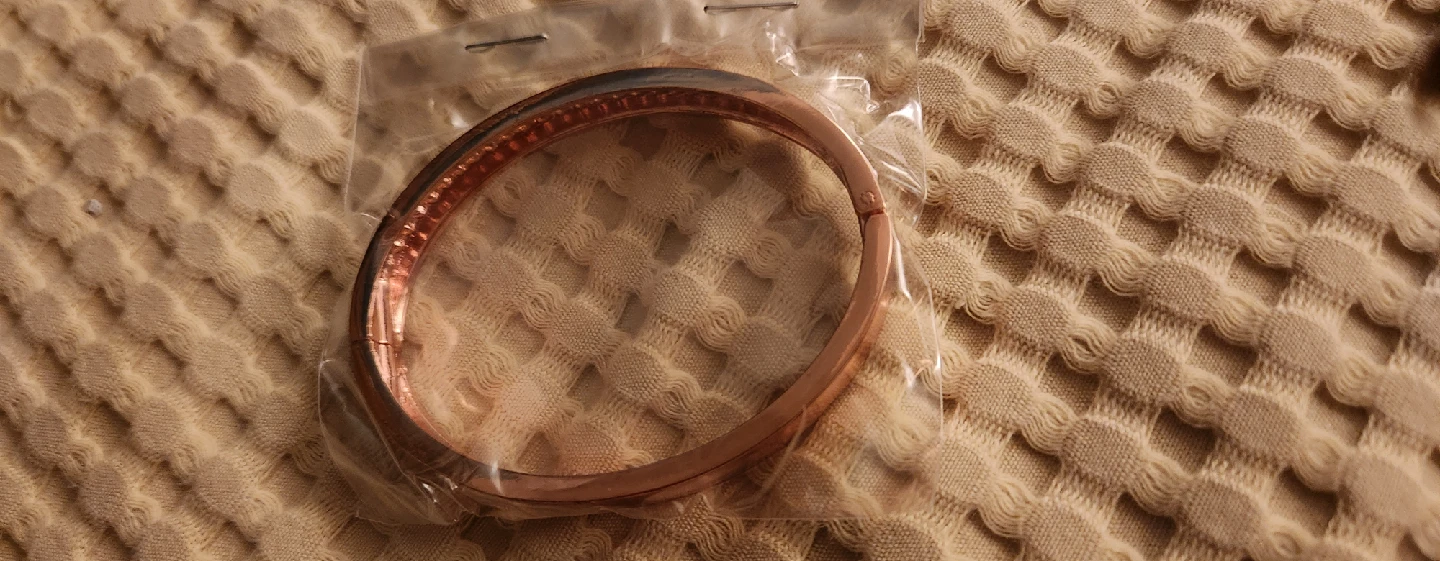 Rose Gold Bangle Bracelet with Rhinestones - photo 2