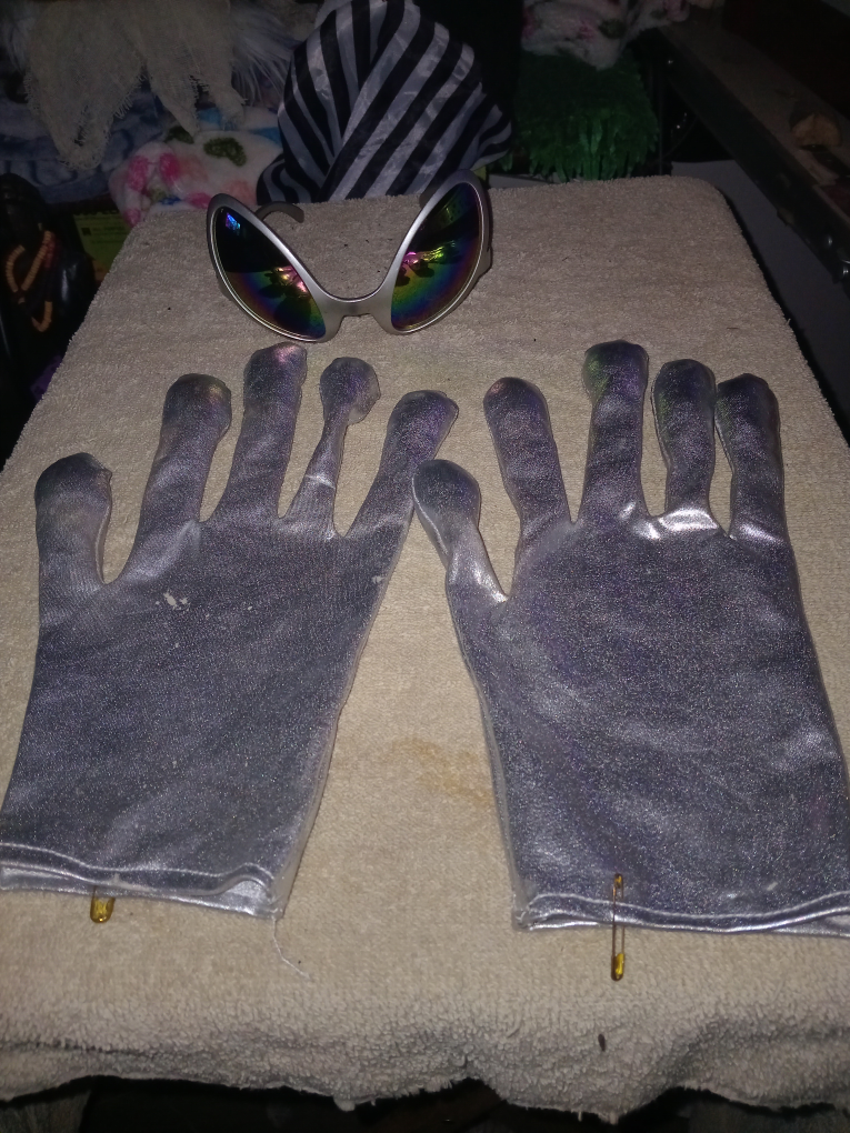 Silver Alien Gloves & Sunglasses Costume Set - photo 2