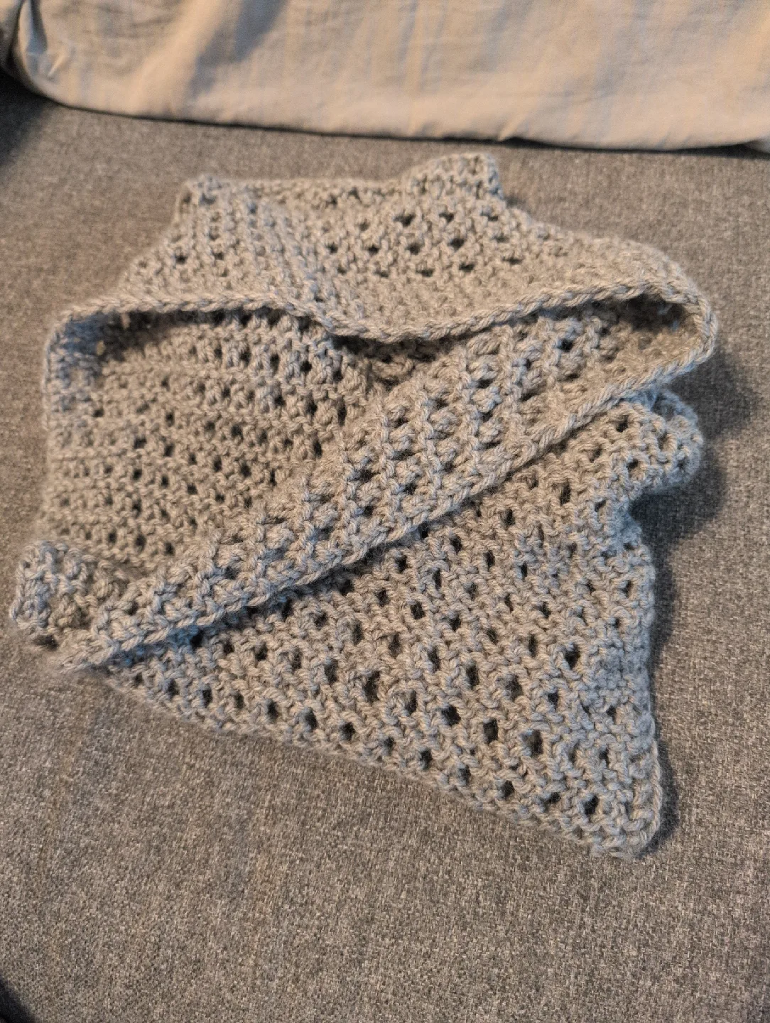 Handmade Crochet infinity Scarf - Grey image indicator(2)
