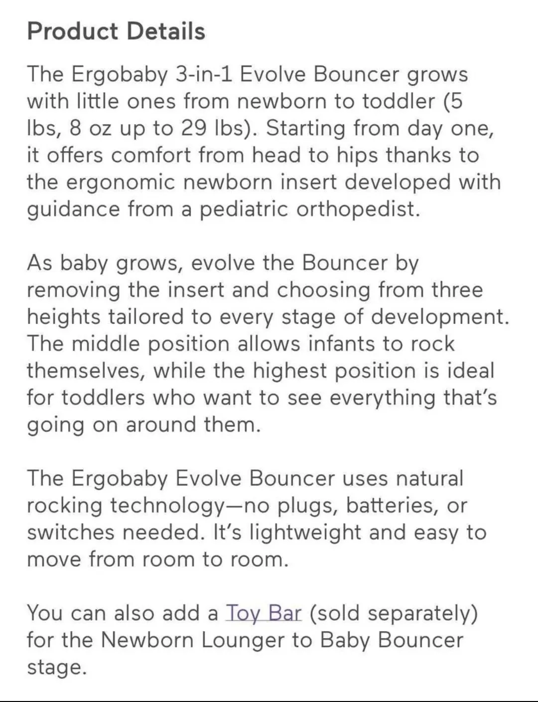 Ergobaby Evolve Bouncer - Cream image indicator(6)
