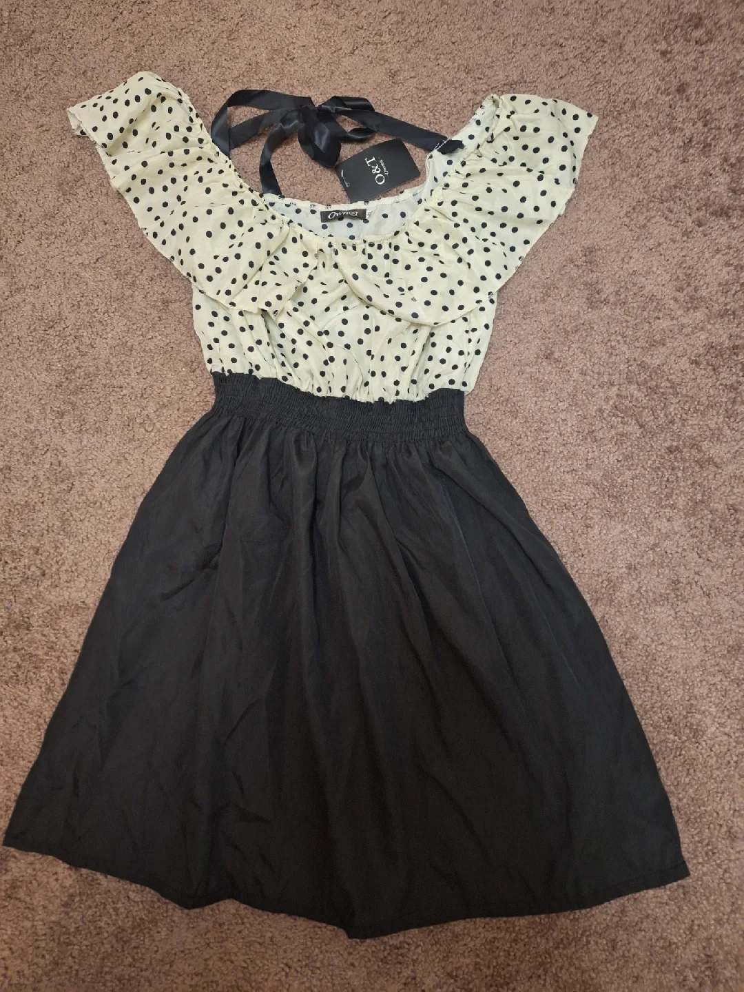 O&T Polka Dot Dress - Black & Cream thumbnail