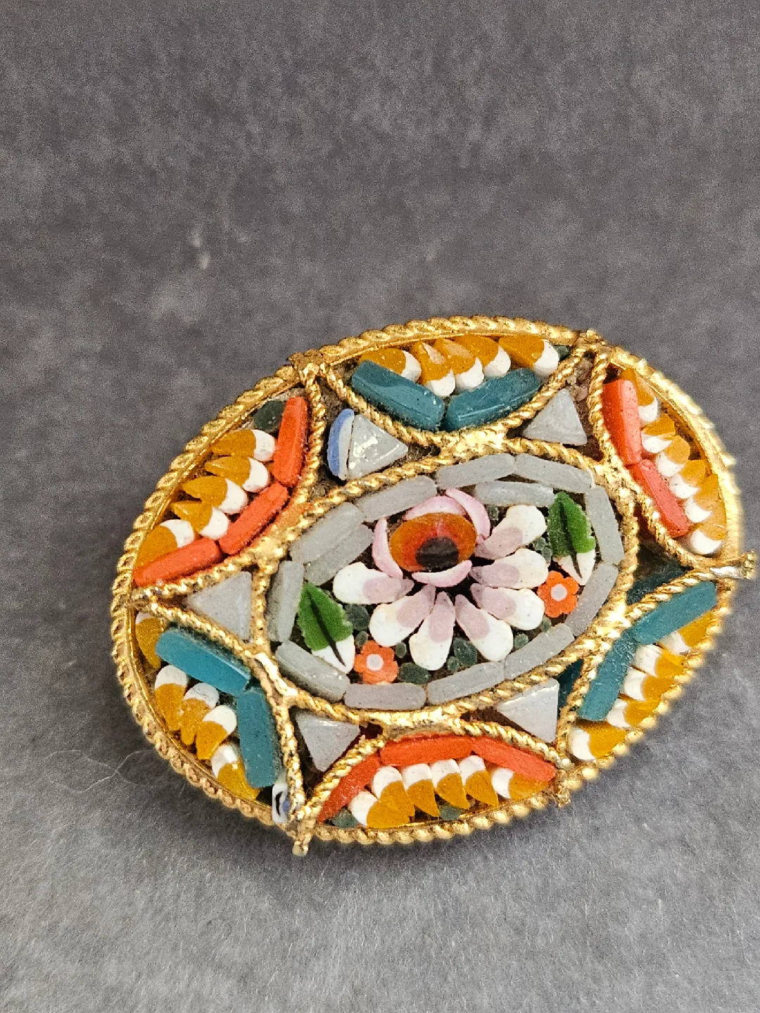 Capri Italy Micro Mosaic Brooch thumbnail