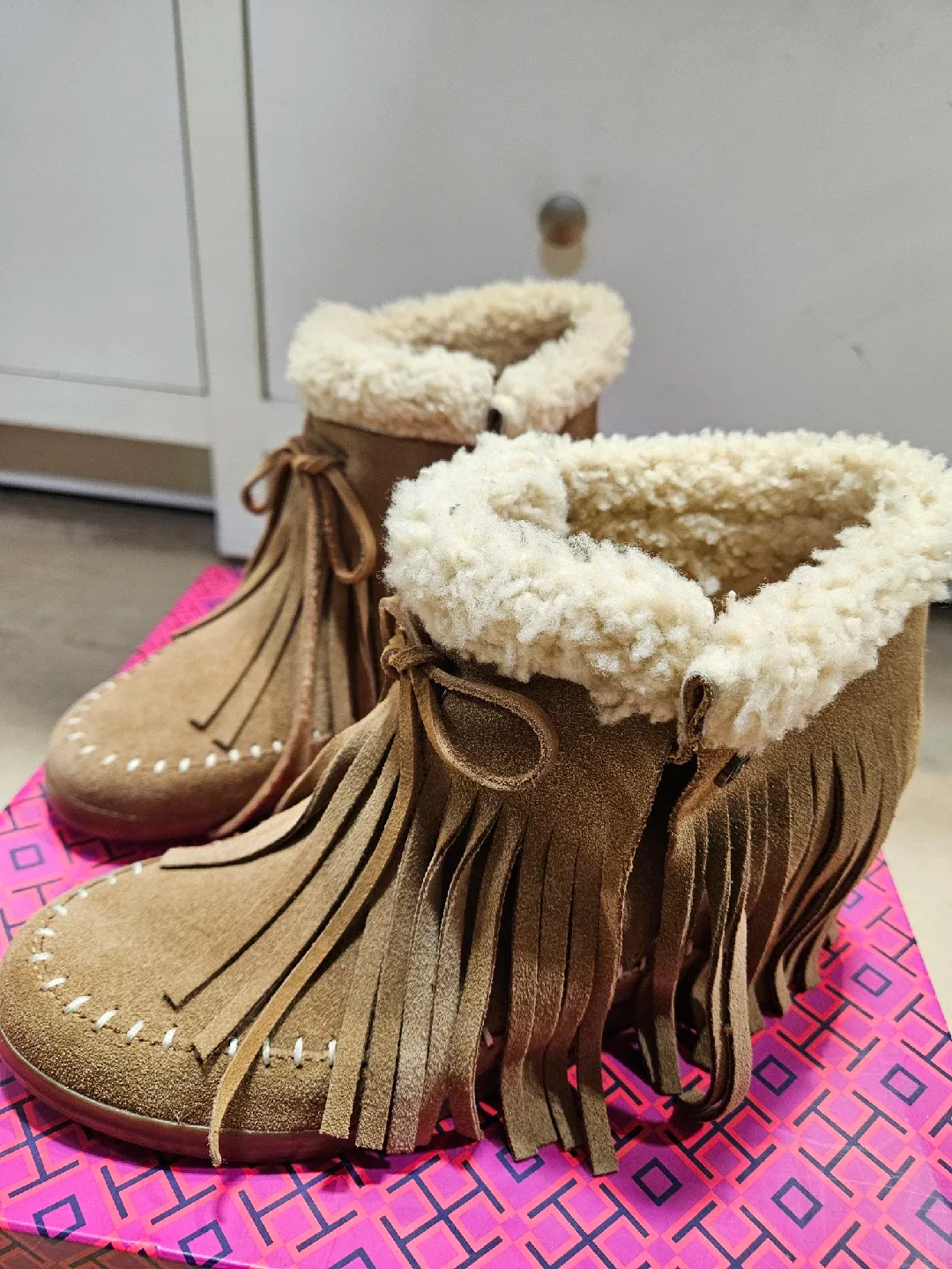 Tory Burch Suede Fringe Ankle Boots image indicator(2)