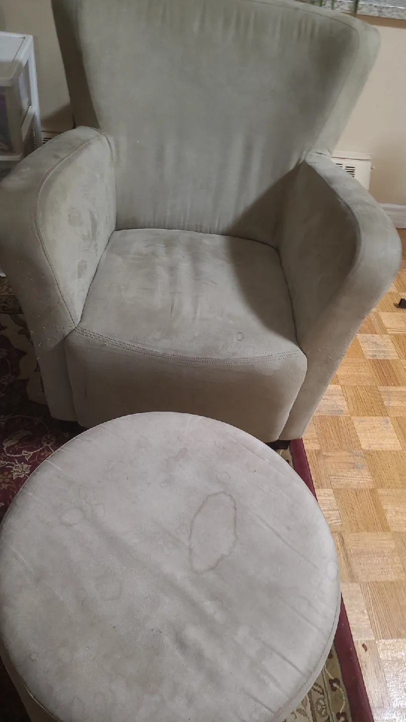 Beige Armchair & Ottoman Set thumbnail