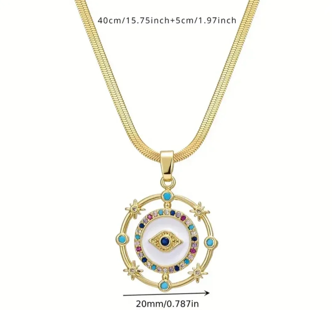 Gold Evil Eye Pendant Necklace image indicator(5)