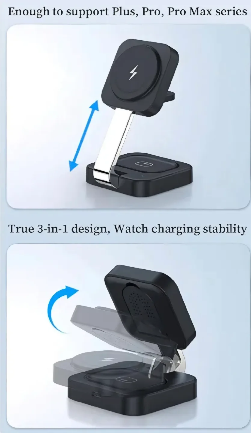 3-in-1 Foldable Wireless Charger Stand - Portable image indicator(2)