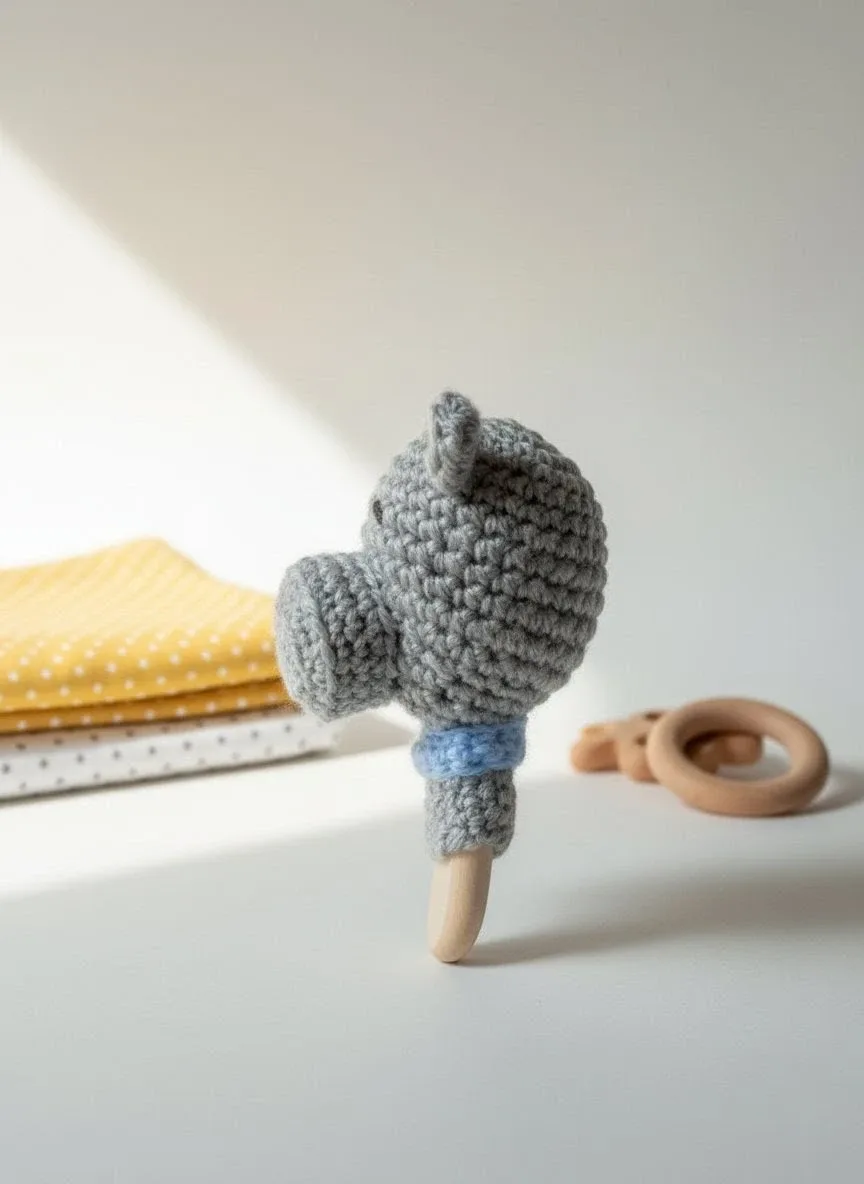 Crocheted Hippo Rattle Toy image indicator(2)