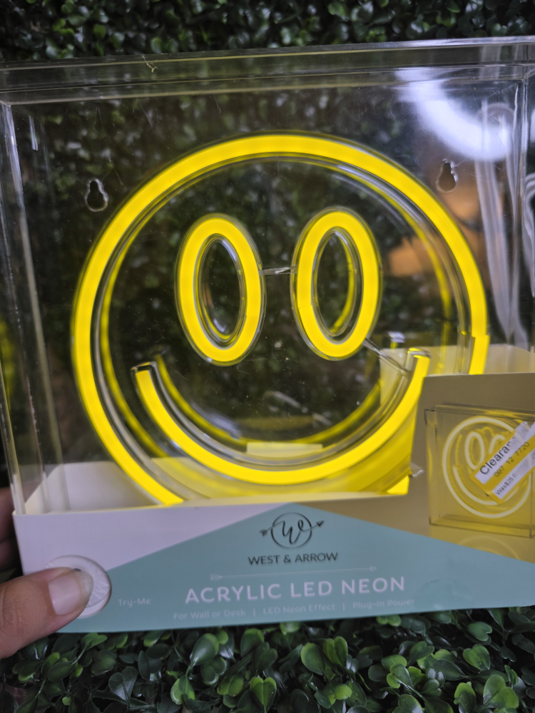 West & Arrow Acrylic LED Neon Smiley Face