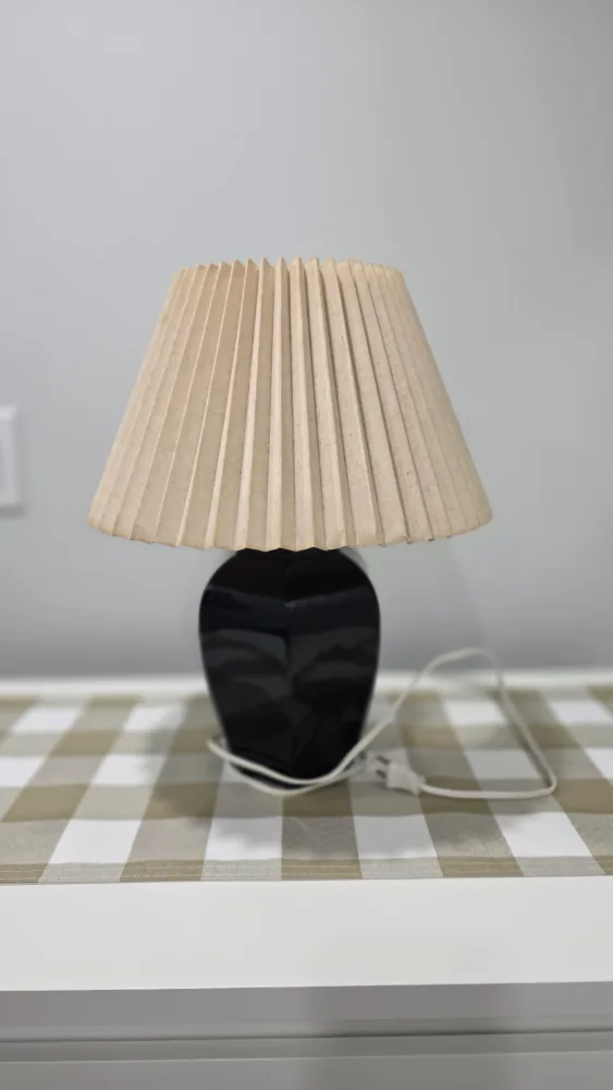 Black Ceramic Table Lamp with Pleated Shade image indicator(2)