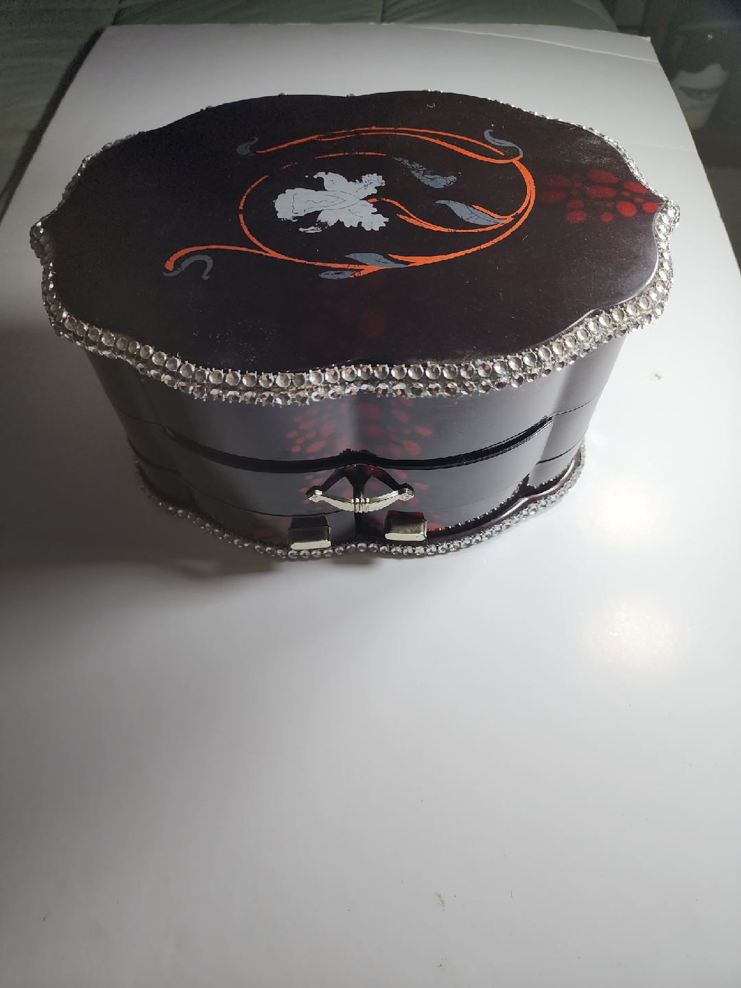 Jewelry Box with Rhinestone Trim