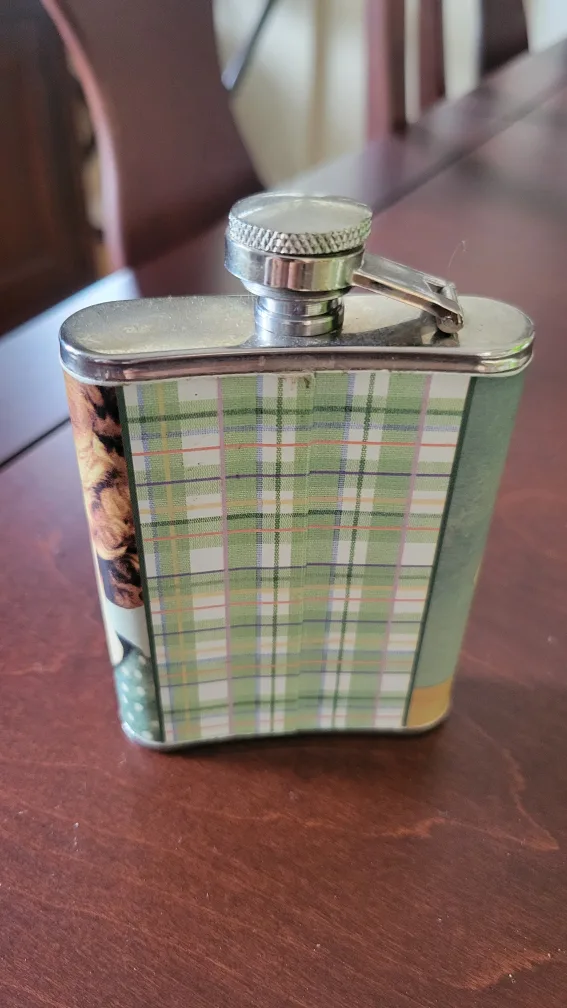Like New Decorative Stainless Steel  Flask by Artist Anne Tantor image indicator(2)