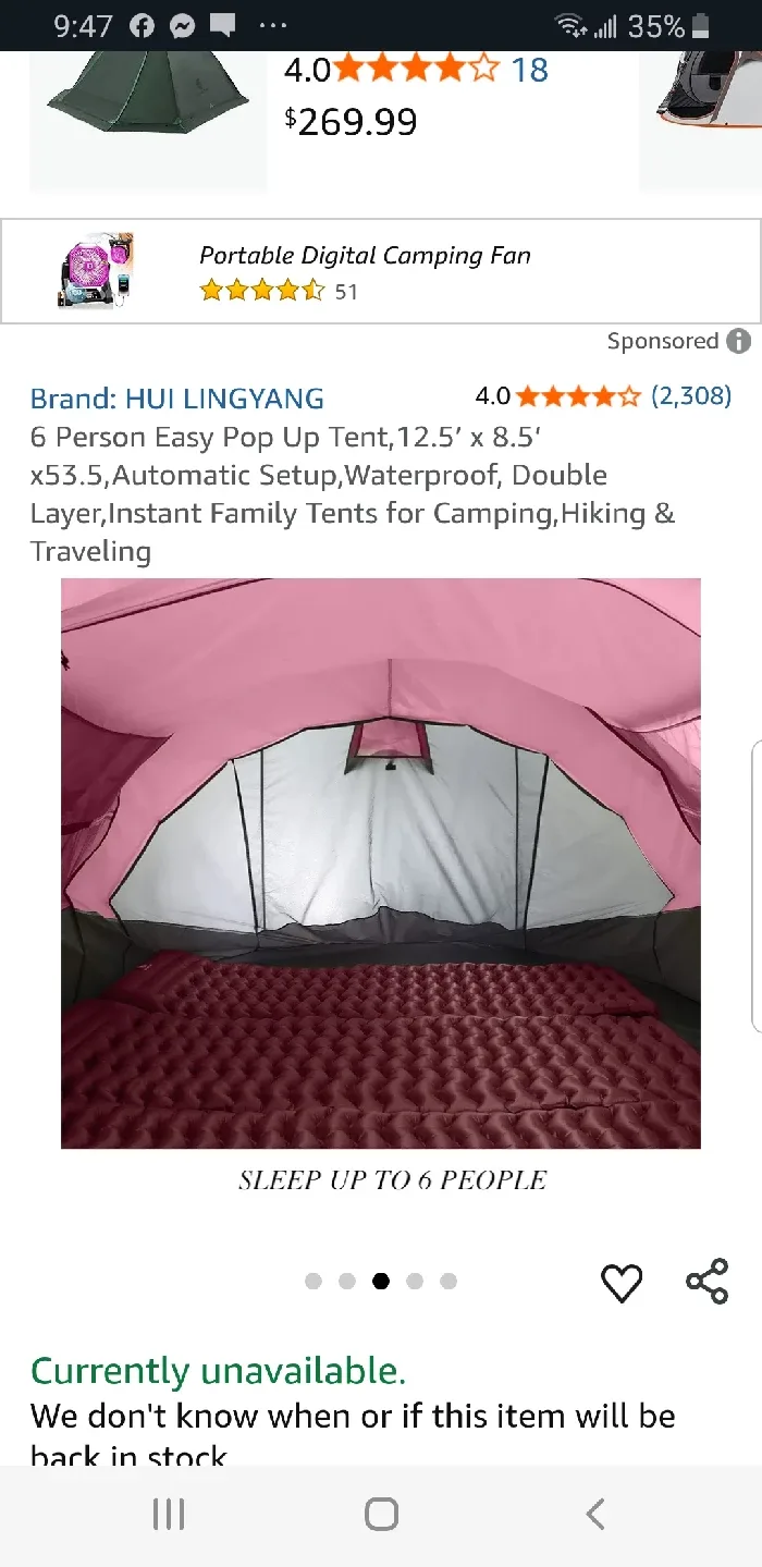 HUI LINGYANG 6 Person Easy Pop Up Tent, 12.5 x 8.5 brand new image indicator(3)