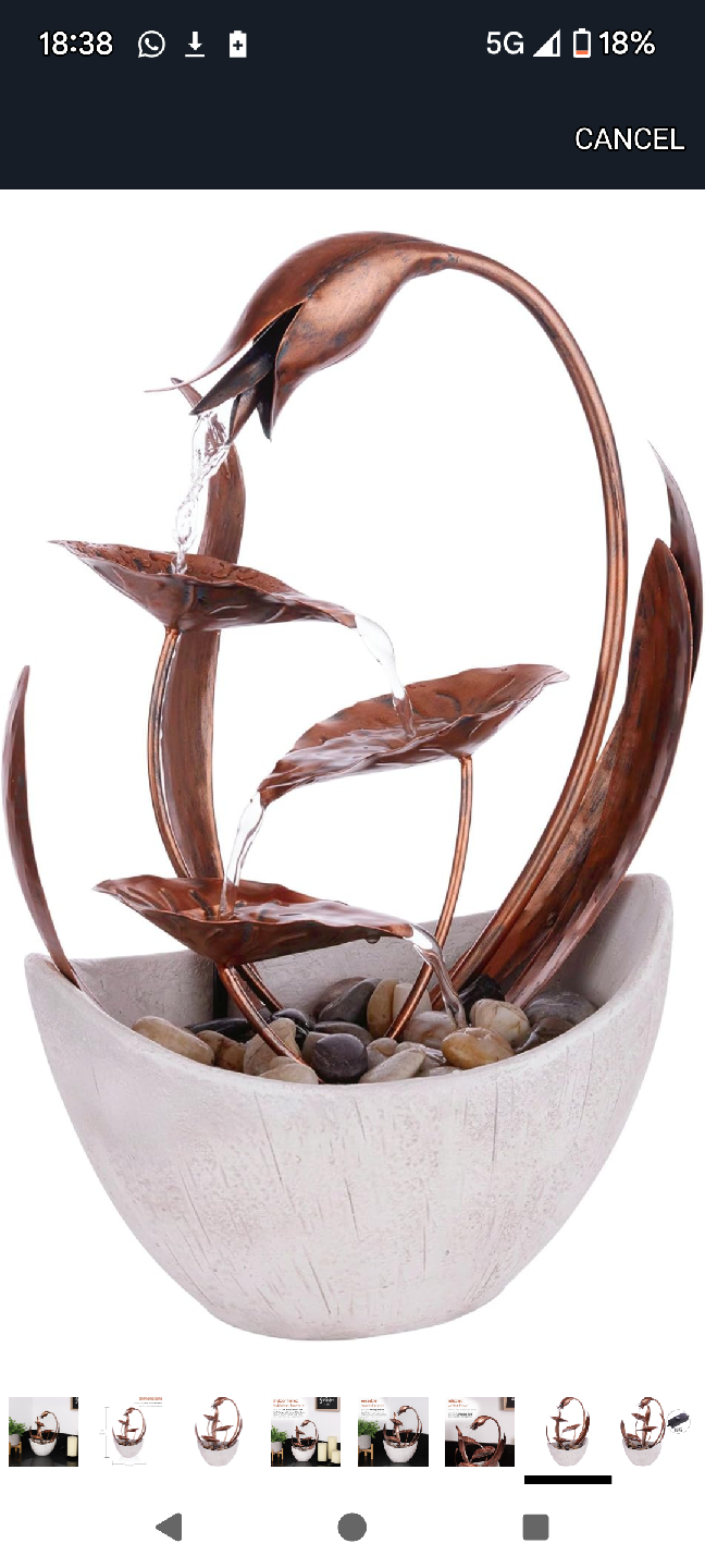 Tabletop Water Fountain with Leaf Design