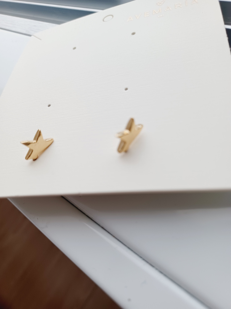 Ave Maria Gold Star Stud Earrings
