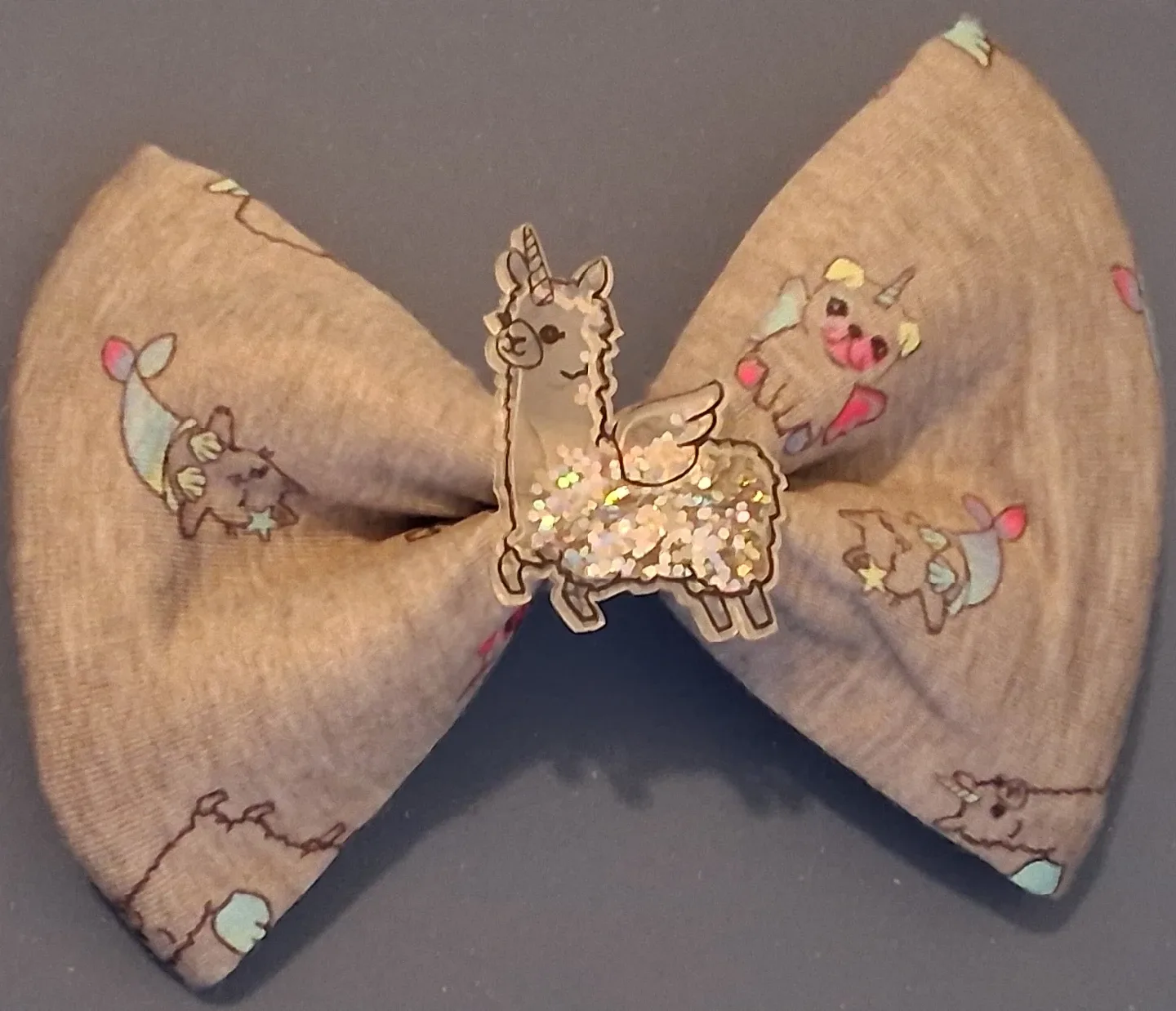 mermaid & unicorn animal hair bow clip thumbnail