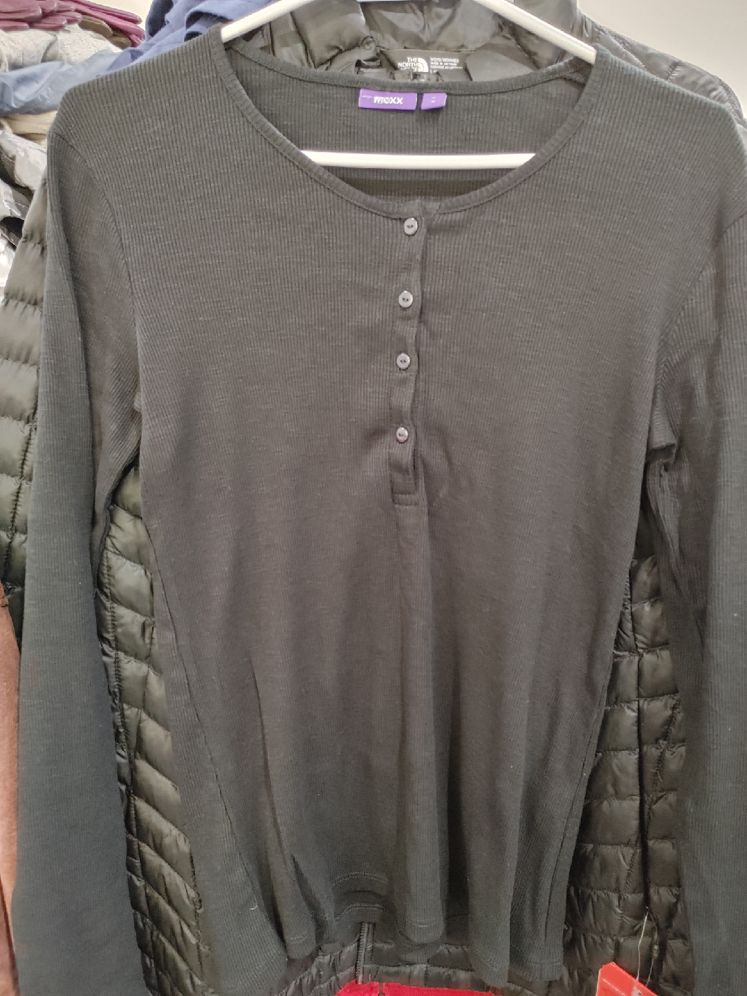 🧡NEW SAMPLE MEXX BLACK HENLEY WOMENS MEDIUM