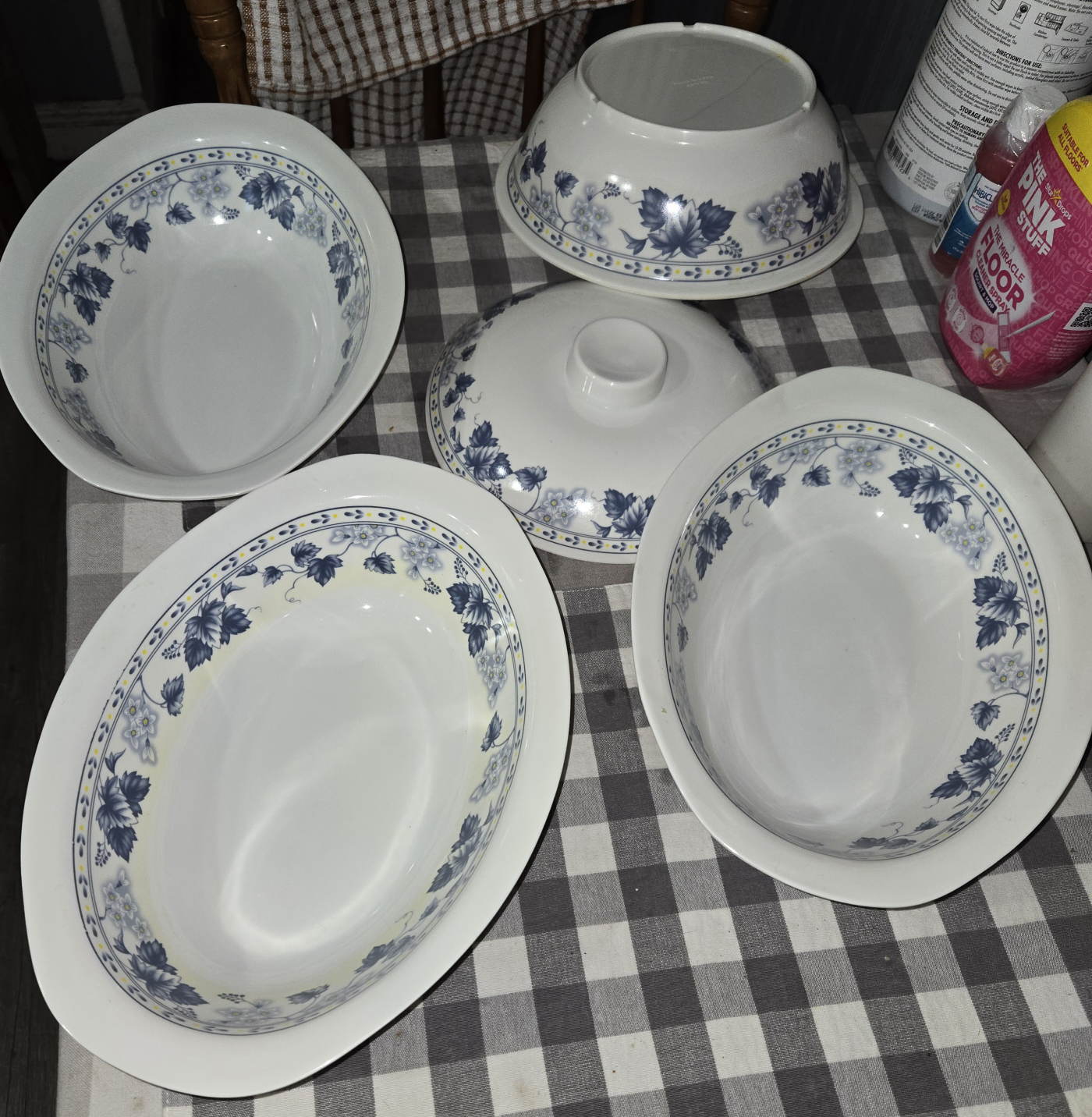 White Serving Bowls with Floral Design