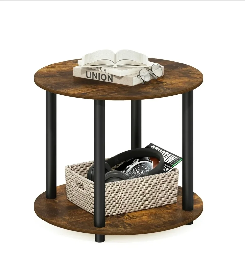 Furinno Round Side Coffee Table with Storage Shelf image indicator(4)