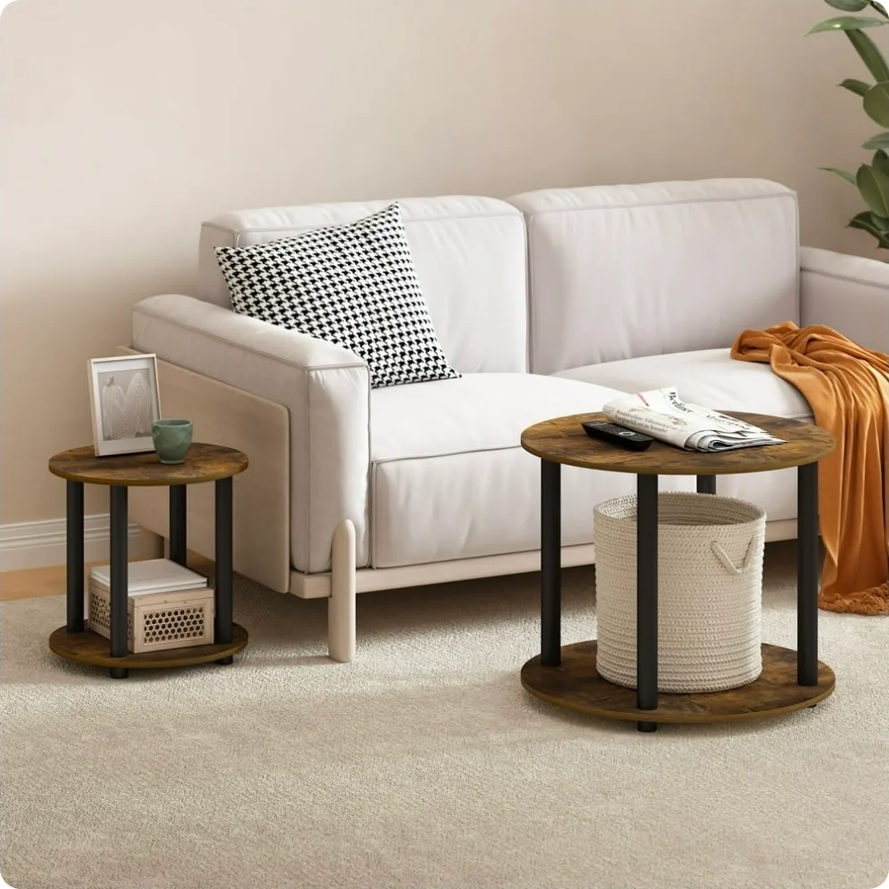 Furinno Round Side Coffee Table with Storage Shelf image indicator(5)