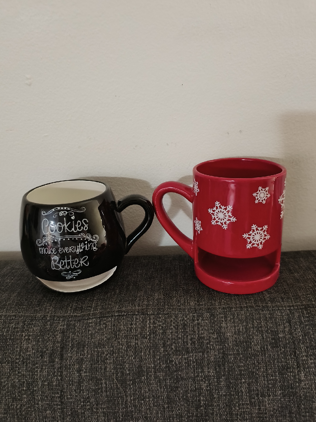 Two Mugs: "Cookies" & Snowflake