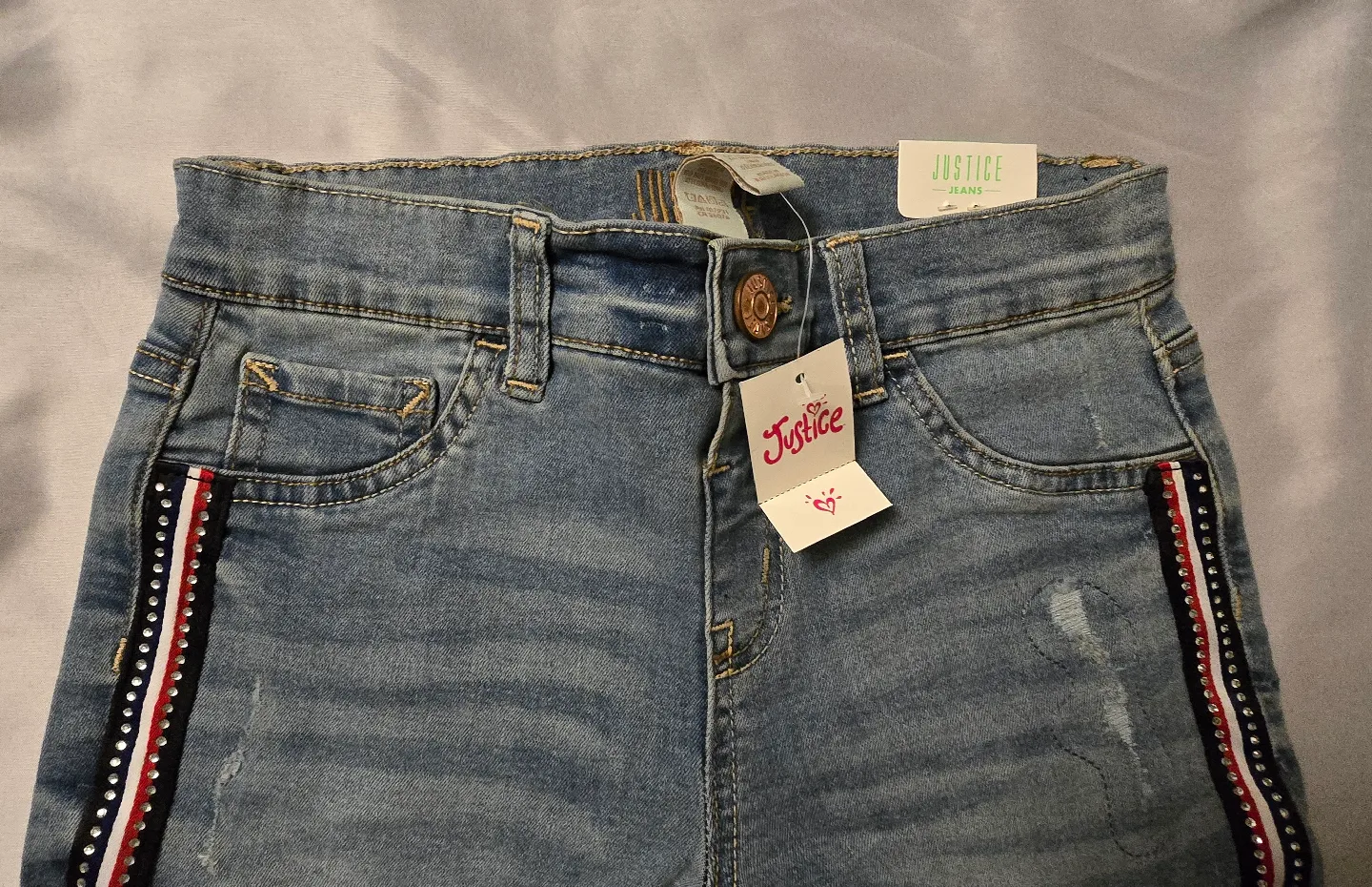 NEW! Girls Justice Jeans with Side Jewels! - Size 12 Youth image indicator(3)