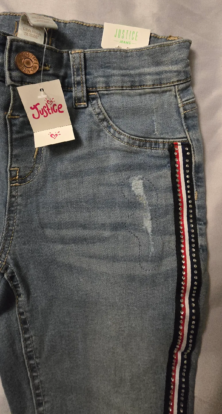 NEW! Girls Justice Jeans with Side Jewels! - Size 12 Youth image indicator(4)