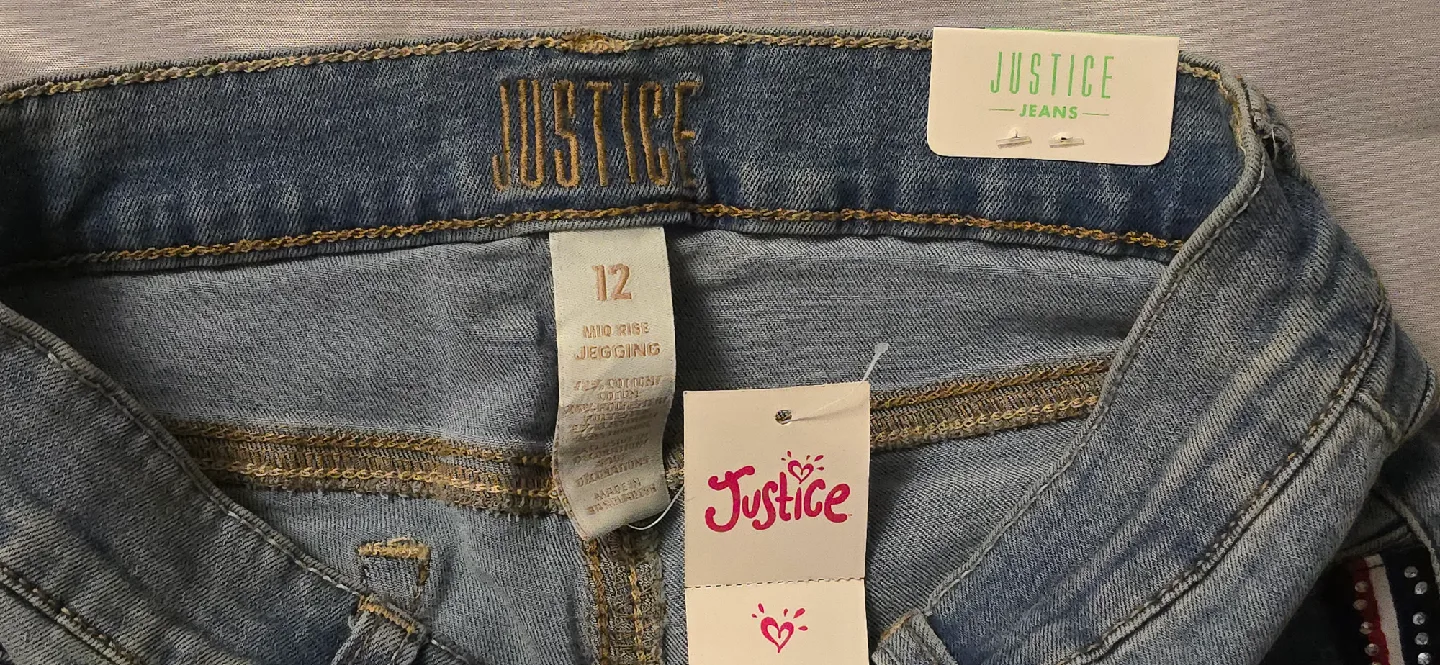 NEW! Girls Justice Jeans with Side Jewels! - Size 12 Youth image indicator(9)