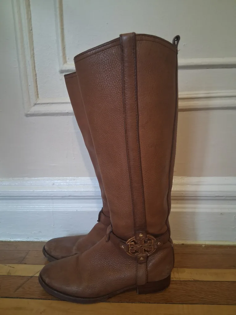 Tory Burch Brown Leather Riding Boots image indicator(4)
