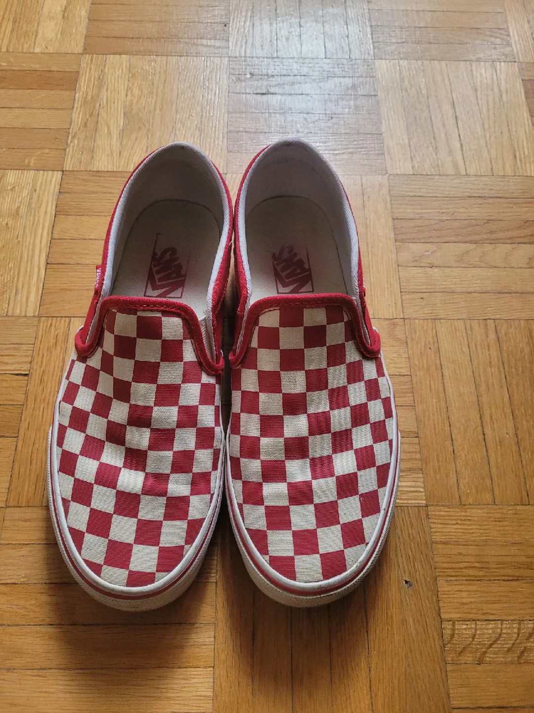 Vans Classic Slip-On Checkerboard Shoes - Red/White image indicator(2)