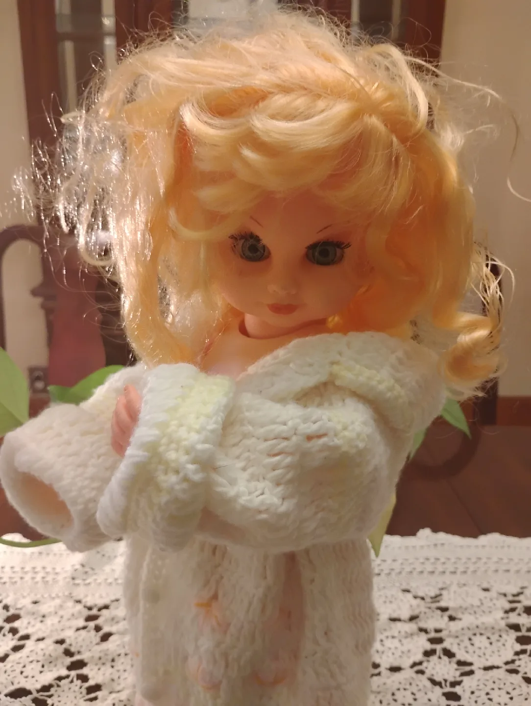 Blonde Haired Doll with Knit Outfit thumbnail