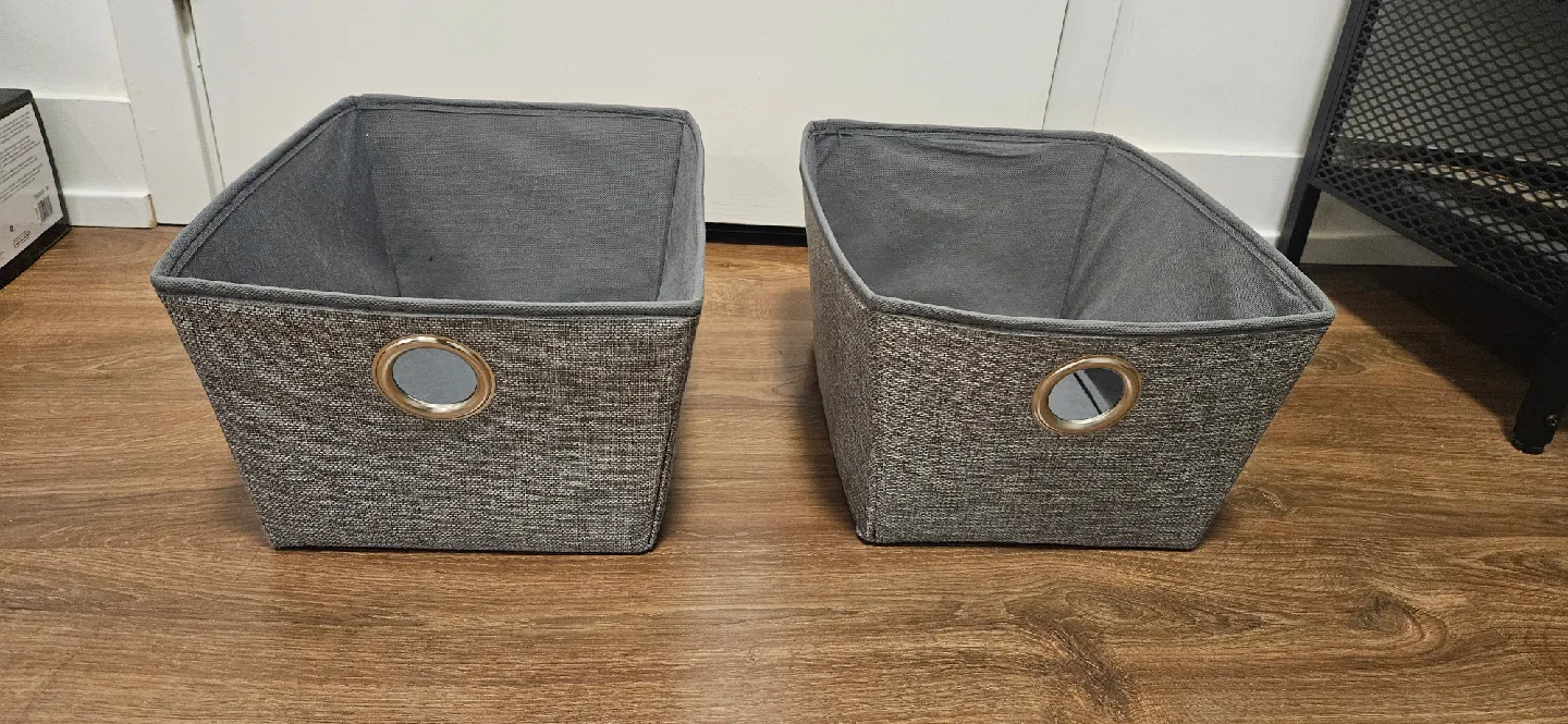 Grey Fabric Storage Bins - Set of 2 thumbnail