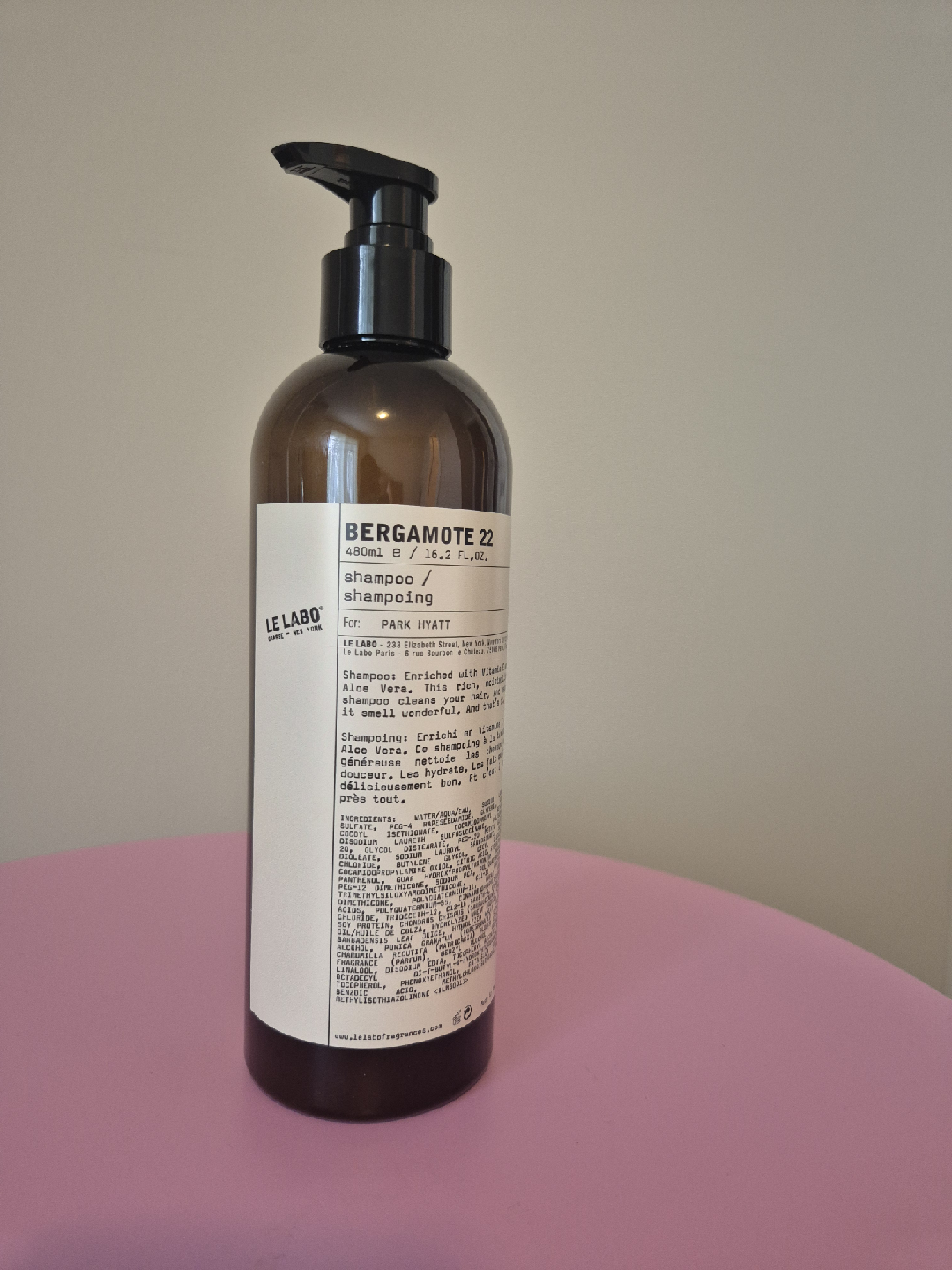 Brand New Le Labo Bergamote 22 Shampoo for Park Hyatt
