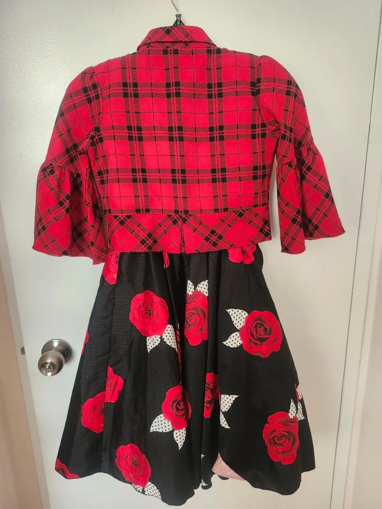💃 Gently Used Girls' Plaid Jacket & Dress Set image indicator(3)